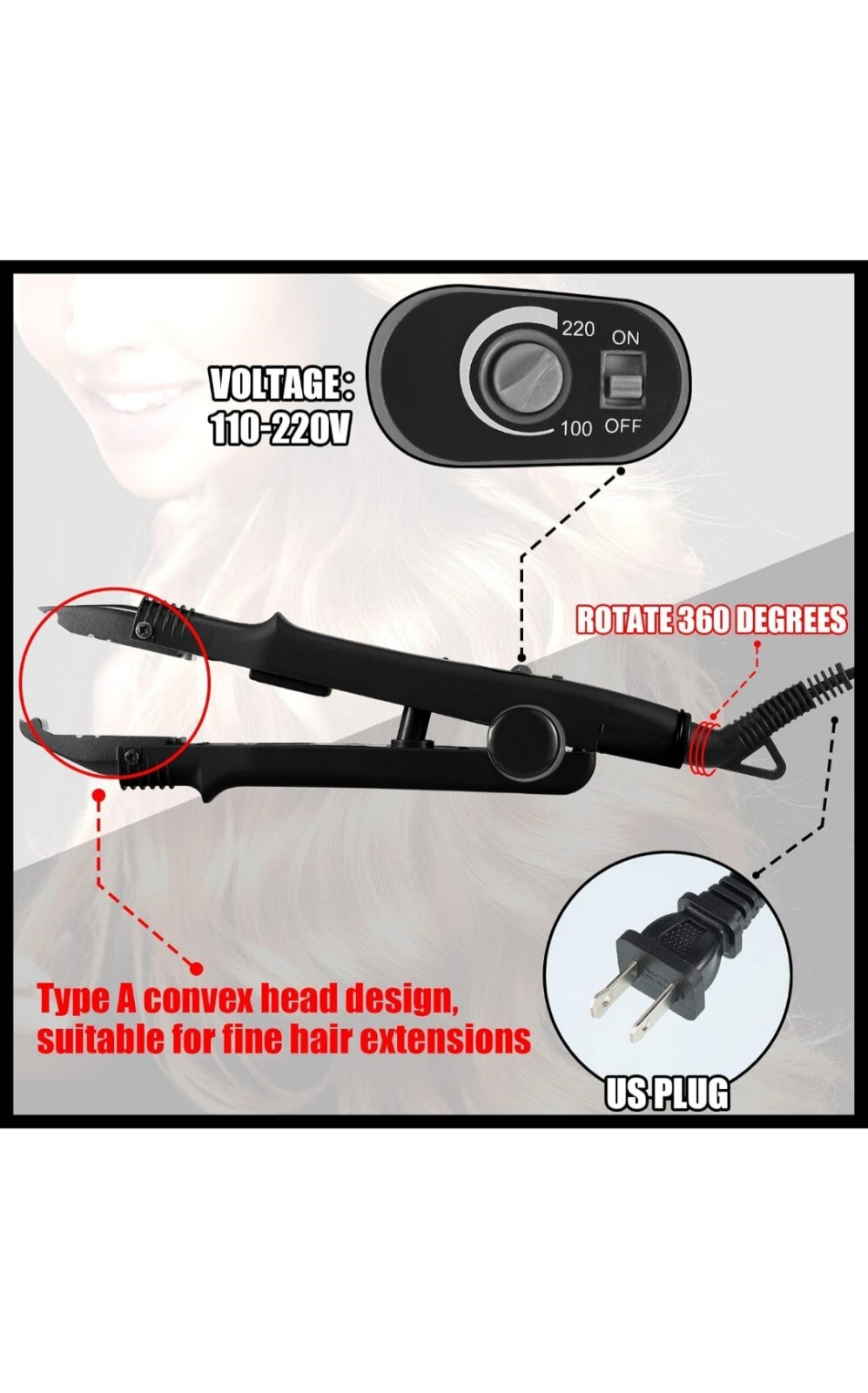 Hair Extensions Tool Set Fusion Heat Iron Connector Wand Hair Extensions Heat To