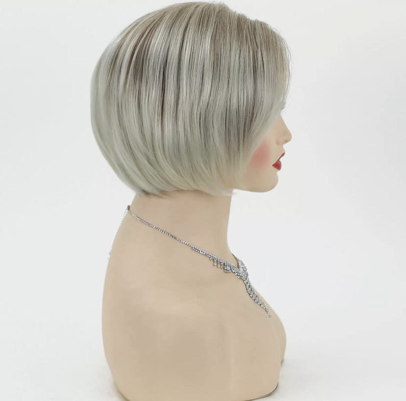 Japanese Short Bob Wigs for Women Ash Blonde Ombre Hair Fancy Dress Party Wig