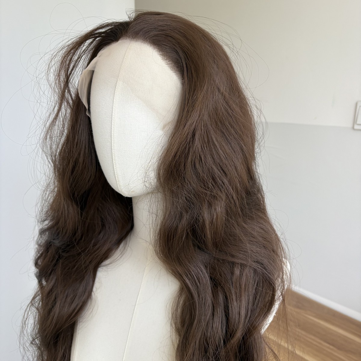 Long Wavy Glue Less Lace Front Wig Synthetic Hair Heat Resistant Soft Brown