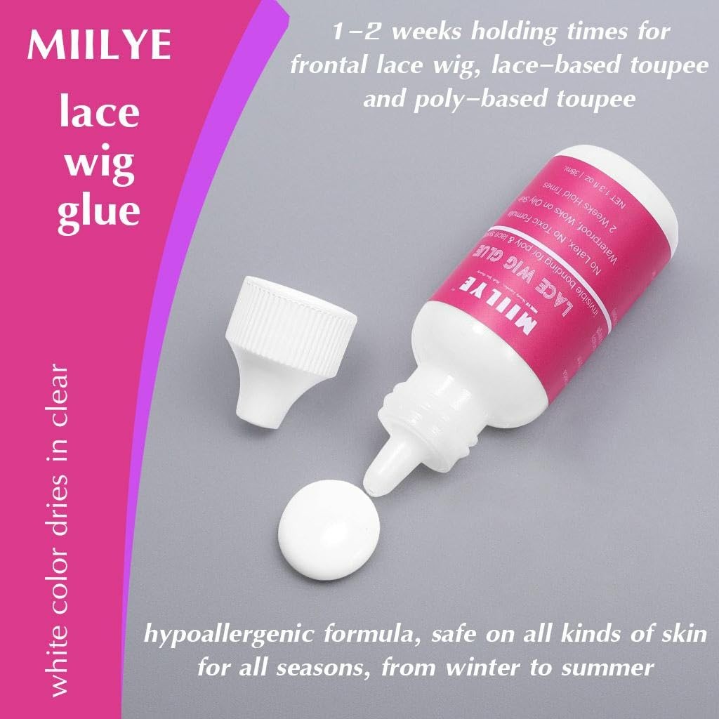 Lace Wig Glue, Strong Hold Waterproof Sweat Proof Adhesive, White
