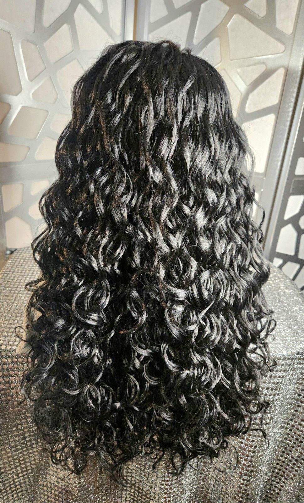 Black Curly Lace Front Wig Human Blend, 13×6 Glueless Wig, Full Density Long Wig