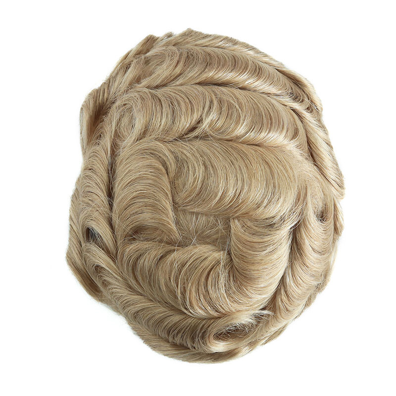Full French Lace Toupee For Men Human Hair Replecement System Natural Hairpieces