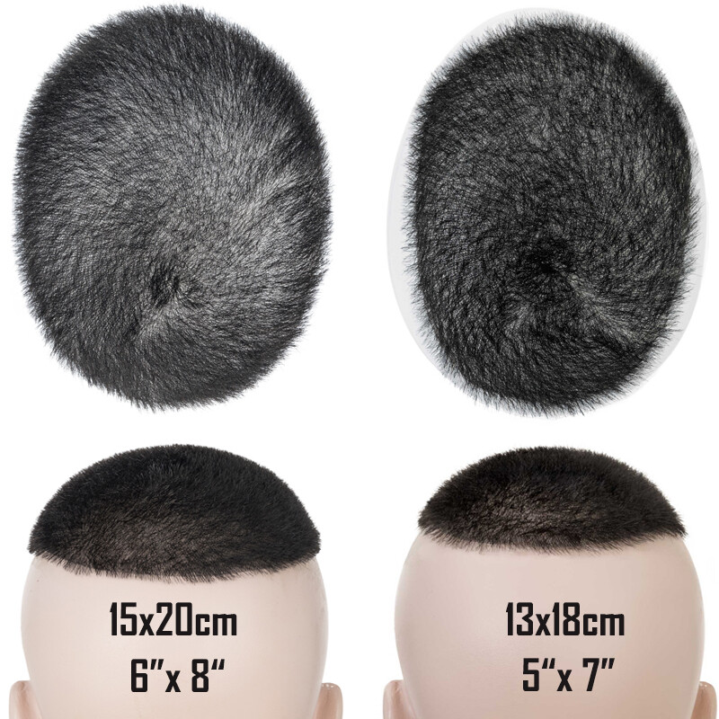 Mens Toupee Ultra Thin Skin PU Hairpiece 100% Human Hair Wig Short Buzz Cut Tape