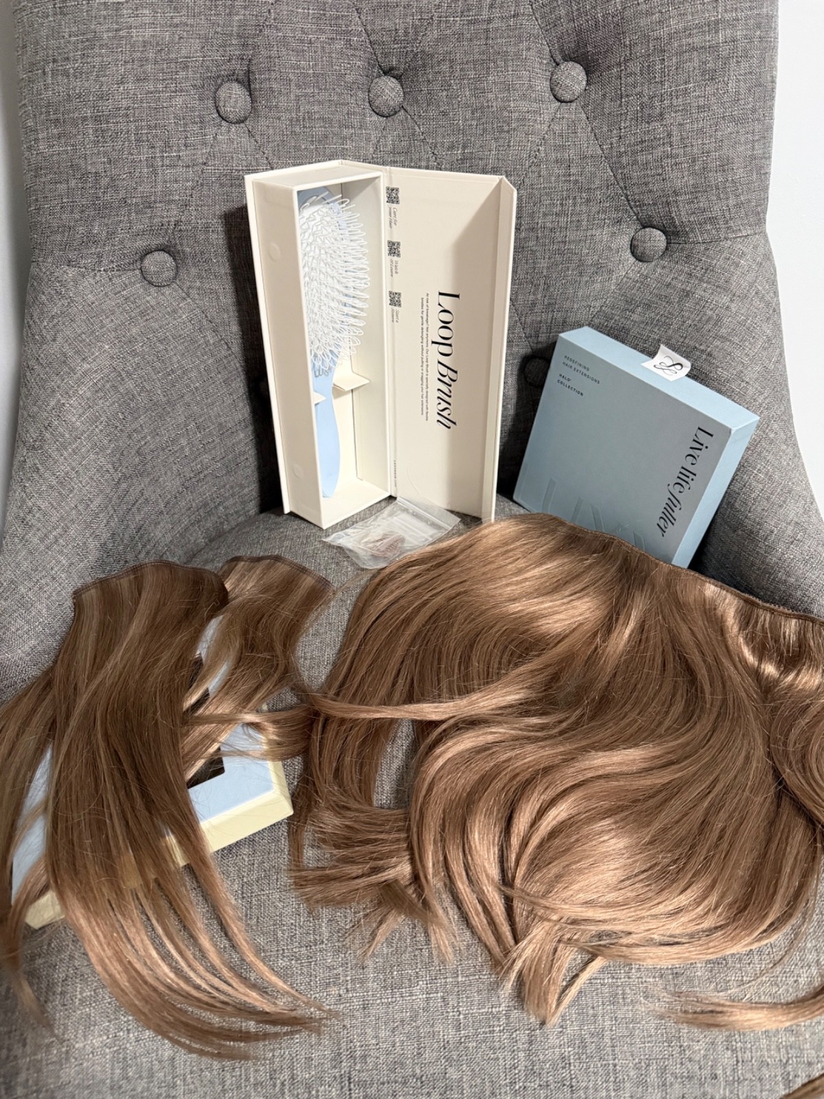 Luxy Hair Halo 12 inch natural blonde and brush