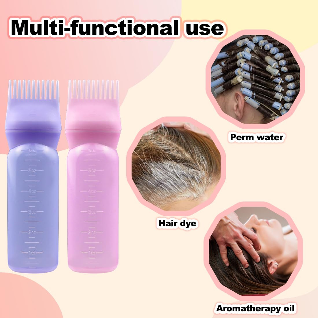 4PCS Hair Oiler Comb Bottle, Root Applicator for Scalp Oil and Hair Oiling, 6Oz