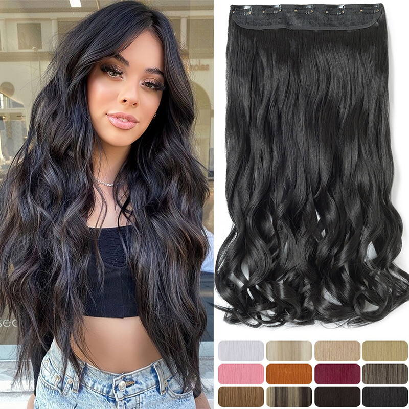 CLEARANCE 1PC Clip In On THICK Hair Extensions 3/4 Full Head AS Human Long Wavy