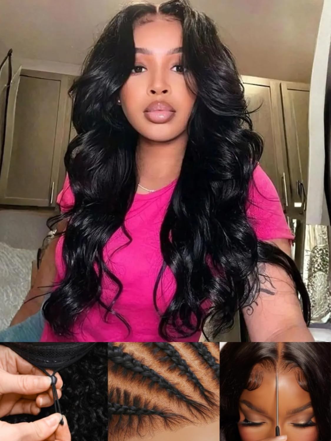 18″ Loose Body Wave Human Hair Wig, 13×4 HD Lace Front, Pre-Plucked, Drawstring