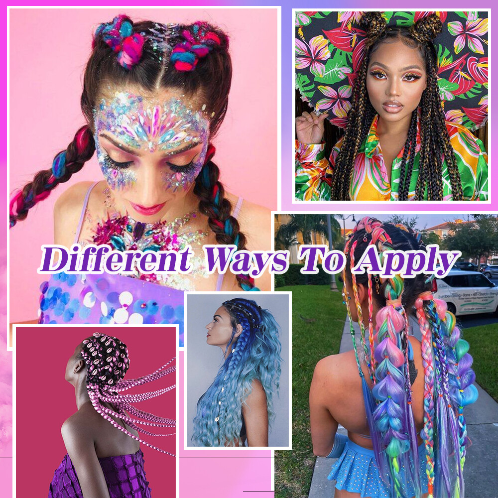 24″ Braiding Ombre Rainbow Jumbo Braids Hair Extensions Synthetic Multi-Color US