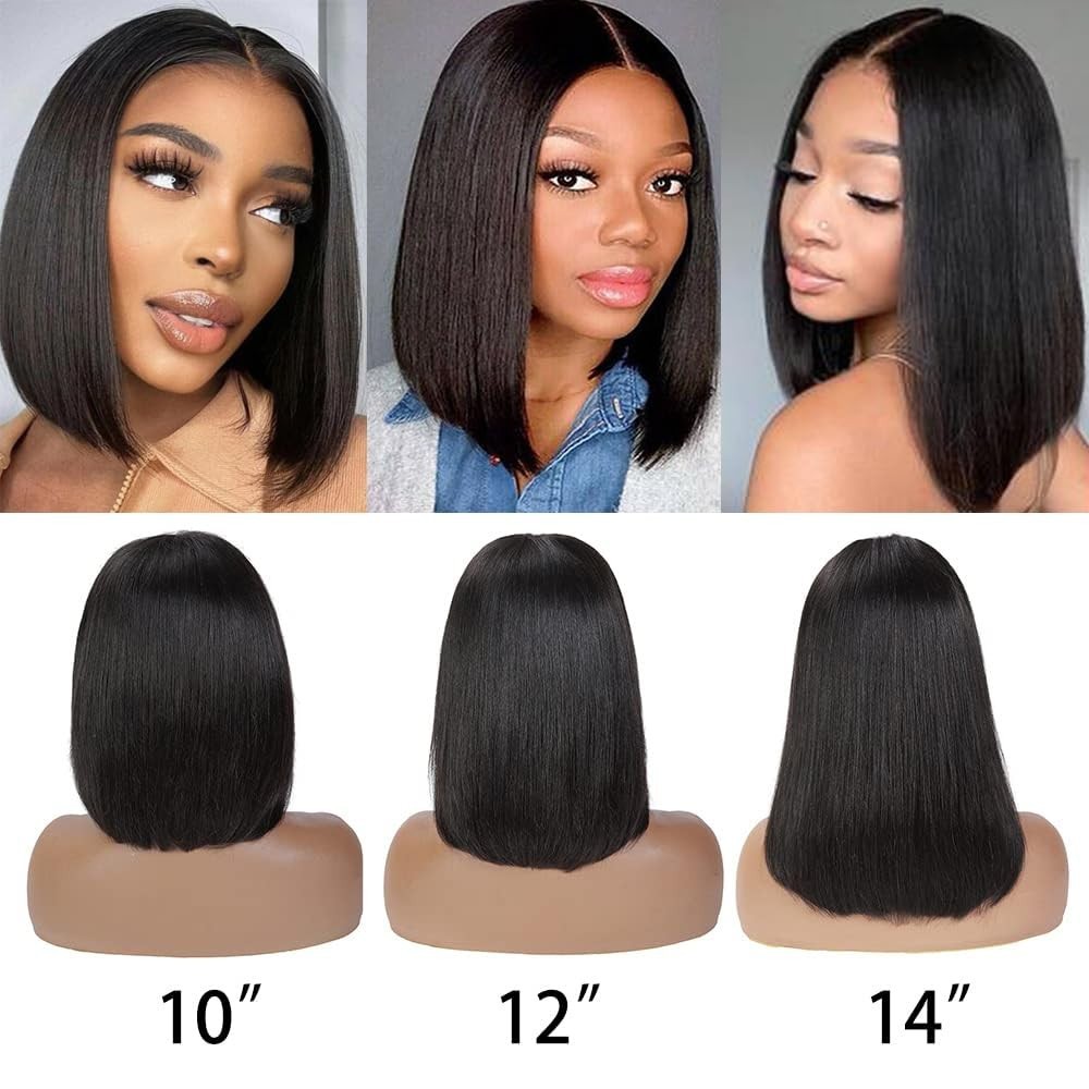 Bob Wig Wear and Go Glueless Human Hair Pre Plucked 4×4 Lace Front Wig Straight