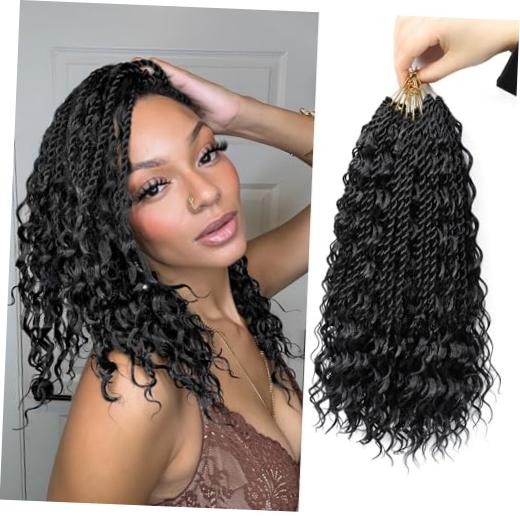 14 Inch Senegalese Twist Crochet Hair with Curly Ends 8 14 Inch (8Packs) 1B#