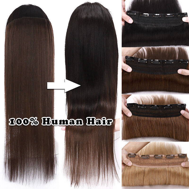 THICK One Piece Clip In 100% Remy Human Hair Extensions Remi 3/4 Full Head Ombre