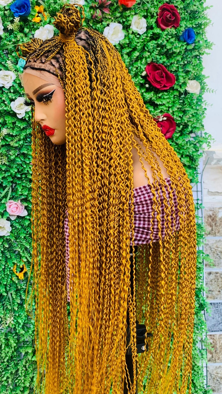 KNOTLESS WATERMELON BRAIDED WIG ON 13*6 LACE CLOSURE 42″