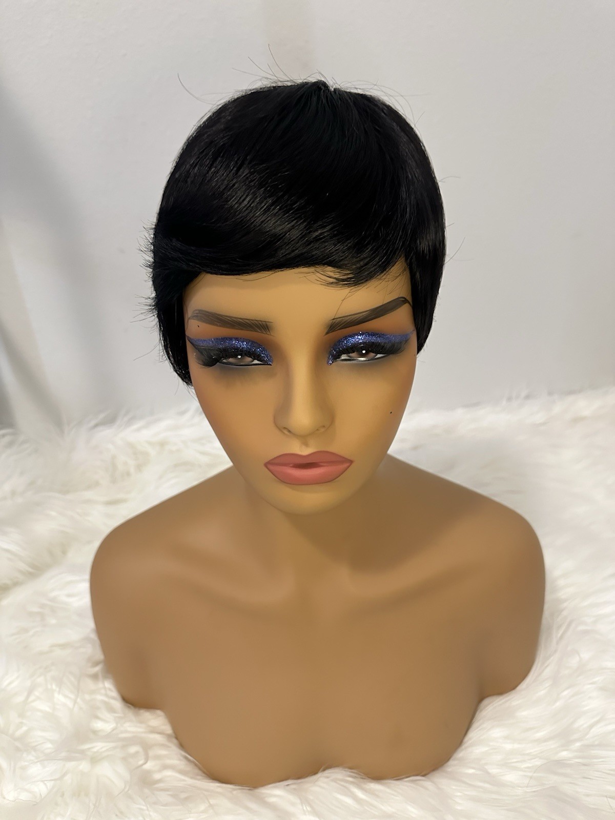 Short Black Straight Pixie Wig for Women Adult Natural Style