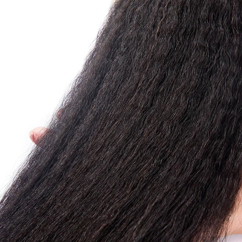 10A Grade 3/4 Kinky Straight Natural Hair Bundles With 13×4 Frontal