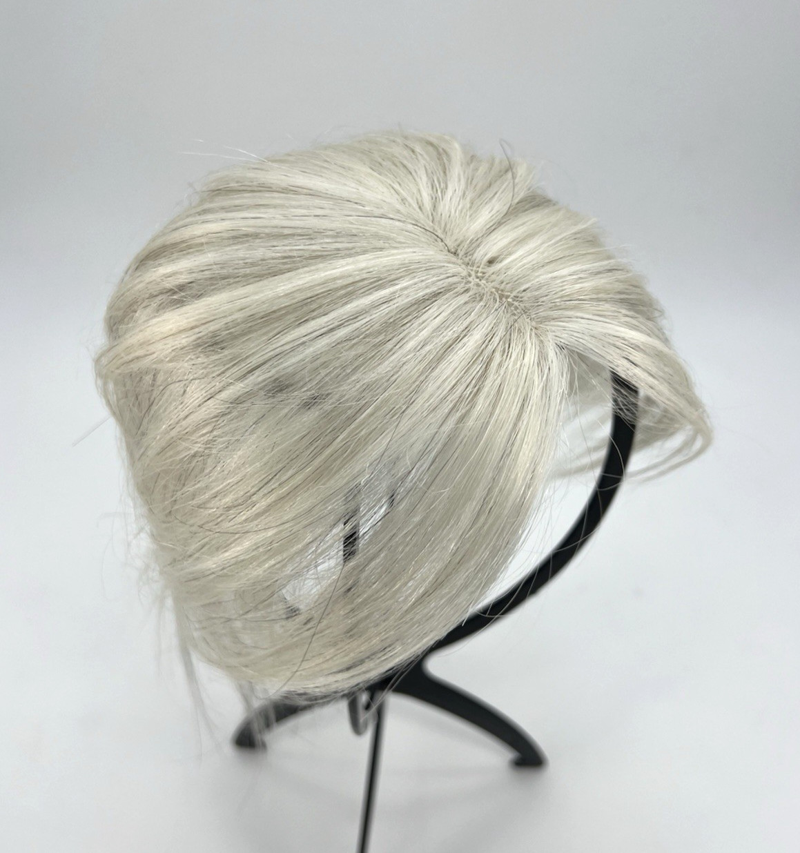 White w/ Black Strands 100% Real Human Side Bang 10in Hair Topper
