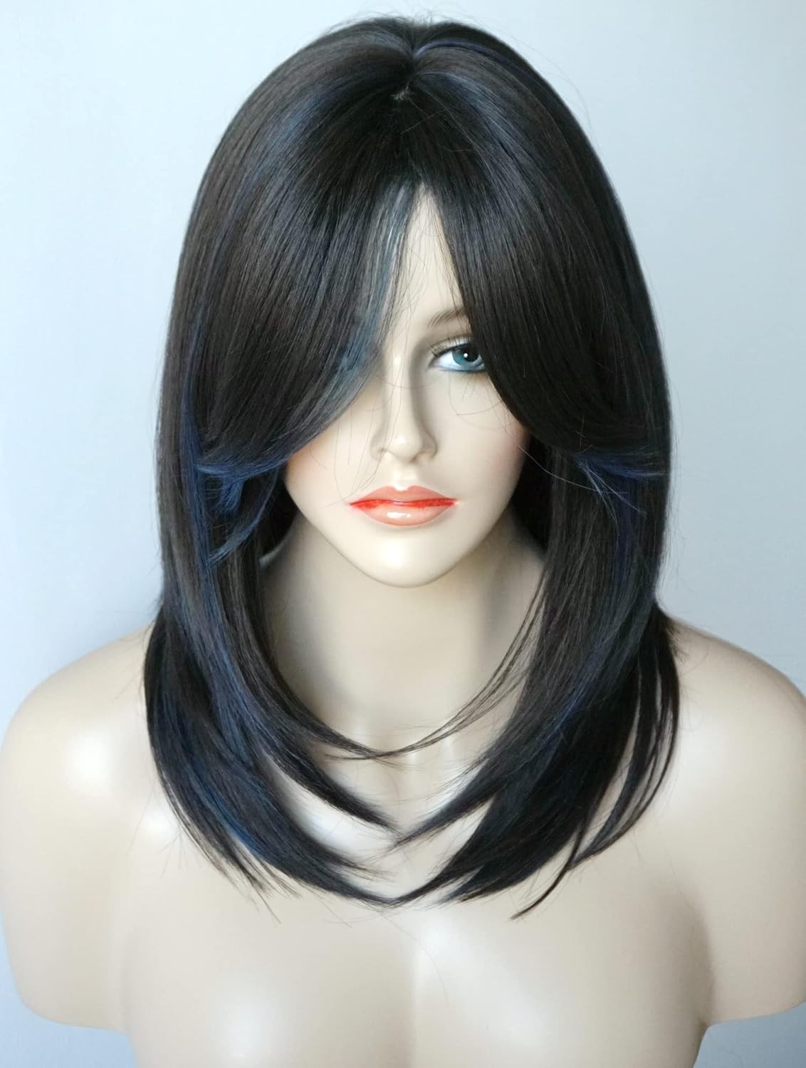 Medium Length Blonde Ombre Wolf Tail Wavy Wig for White Women Short Wavy Hair