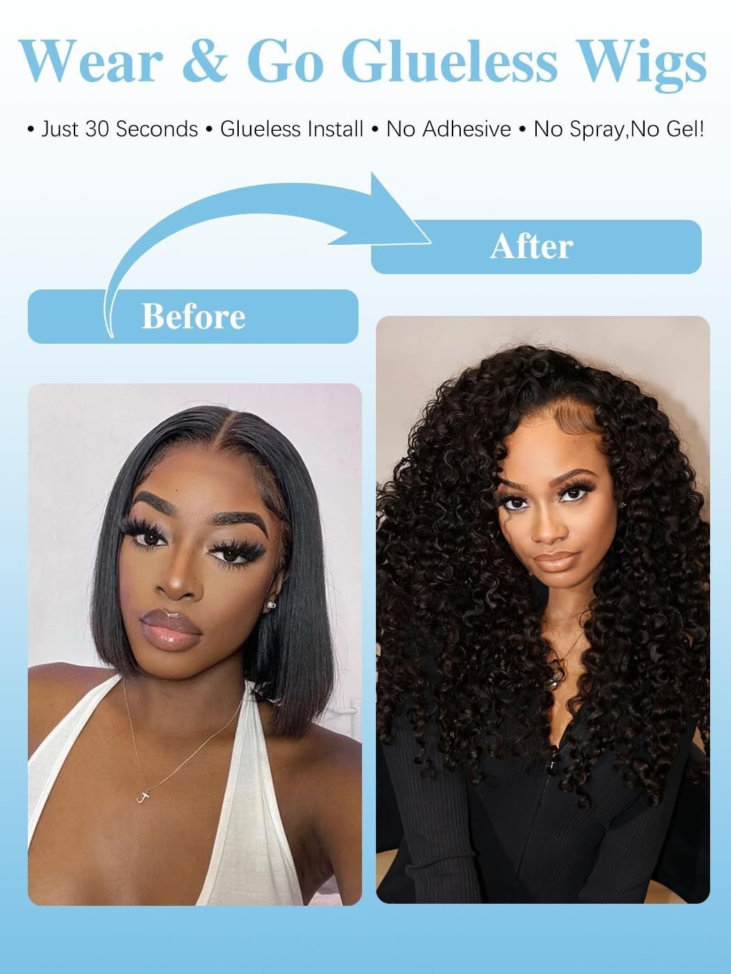 18″ Curly Half Wig Human Hair for Black Women – Glueless Drawstring, 180% Densit