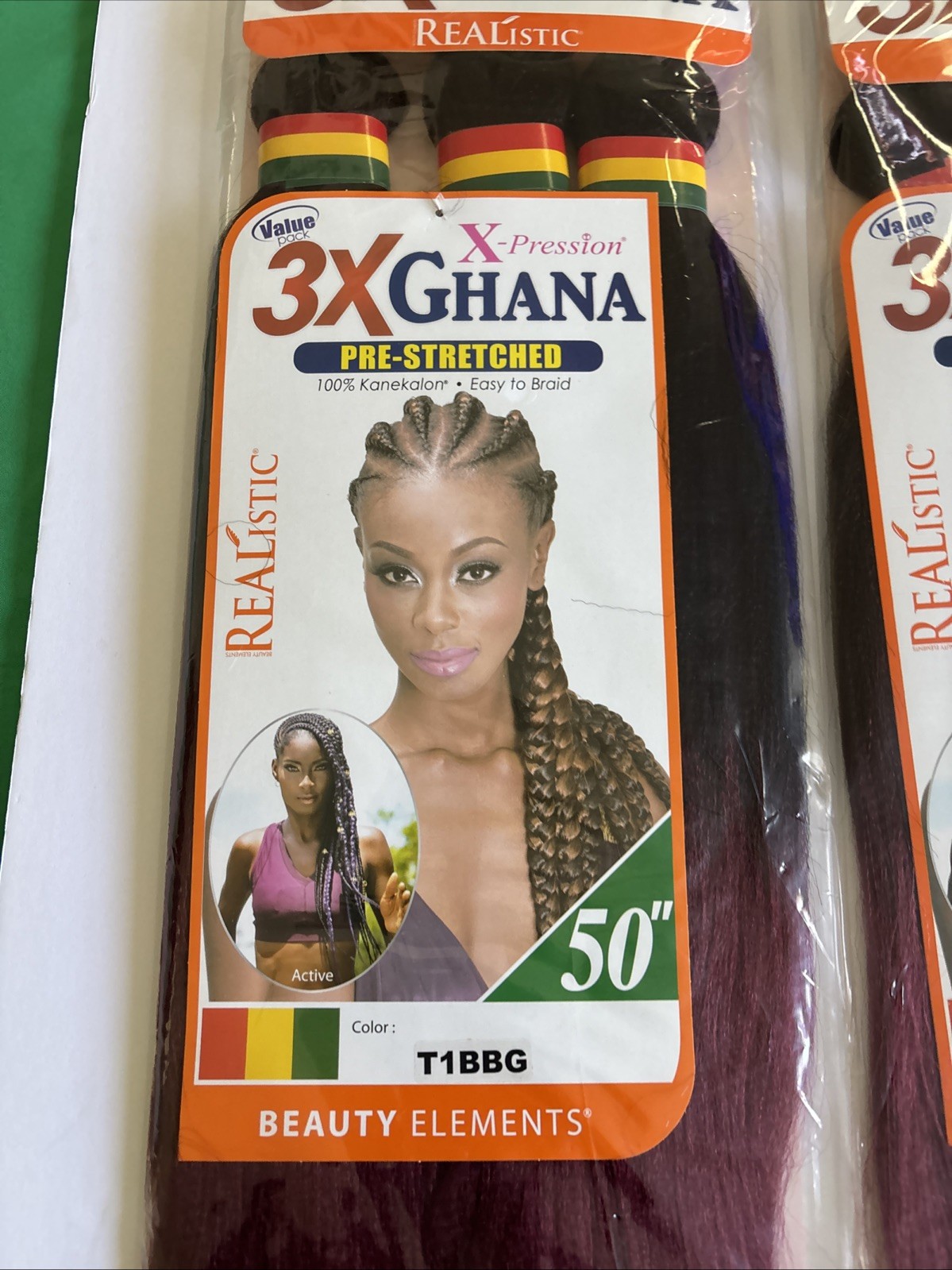 Wholesale 6ct Realistic 50” 3X GHANA PRE STRETCHED 100% Kanekalon Color T1BBG