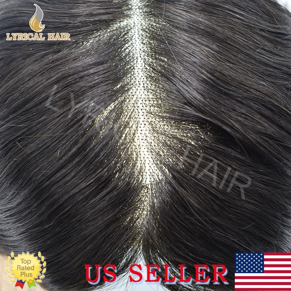 Fine Mono Mens Toupee Real Human Hair Durable Natural Hairline Secure Fit System