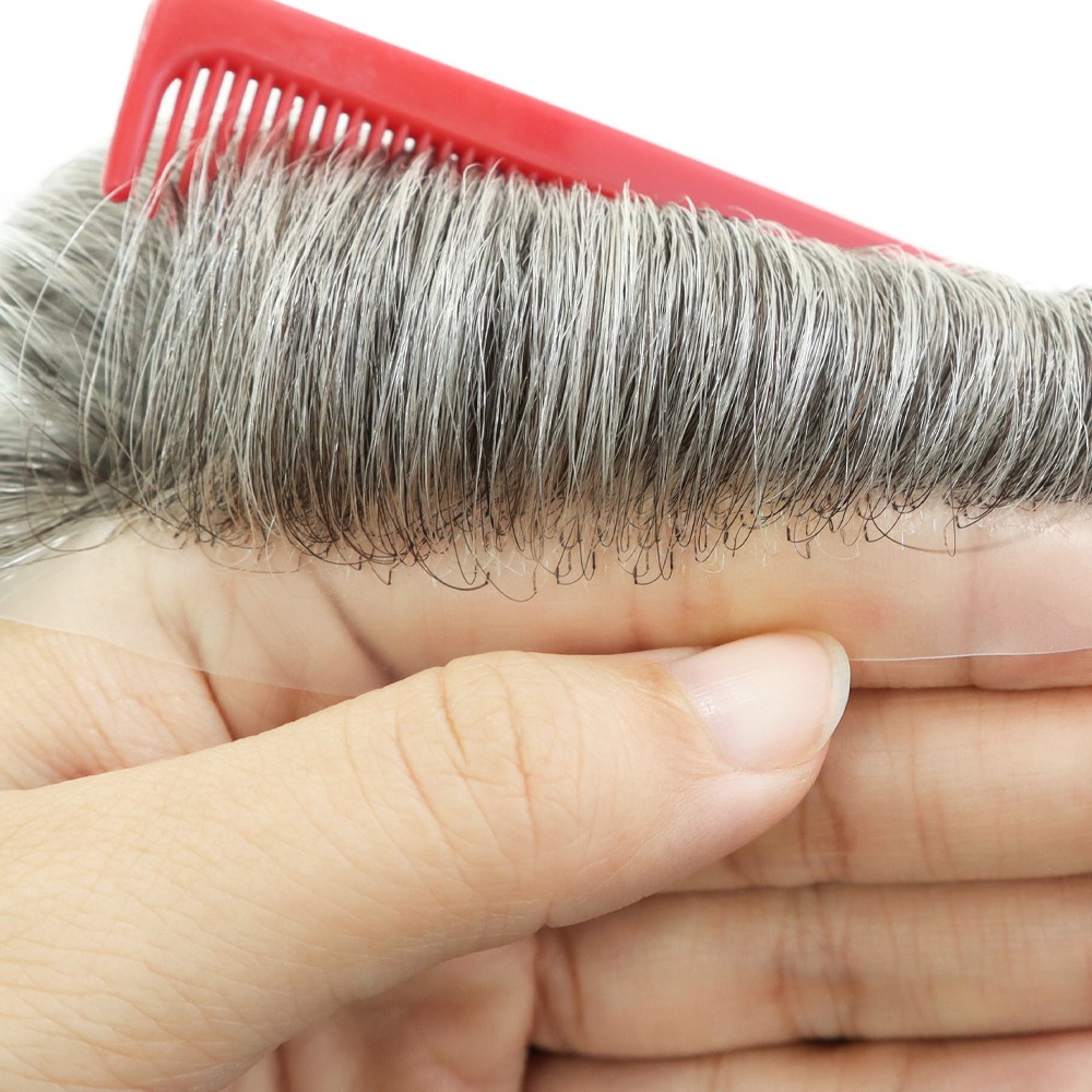 男式 Toupee 人类头发替换系统法国花边皮肤发片澳大利亚-