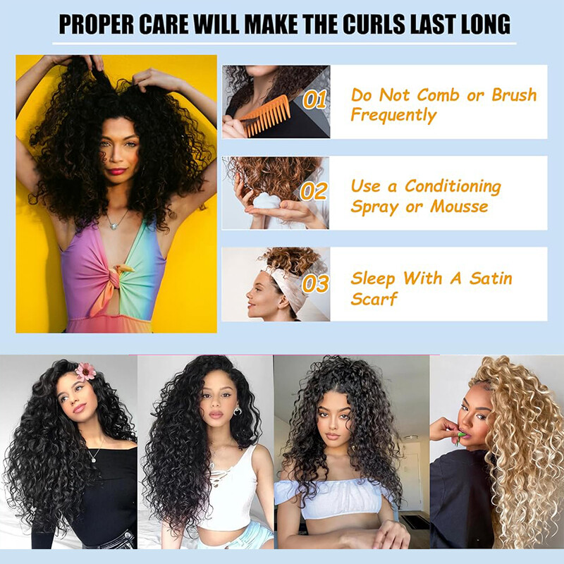 Natural Water Wave Crochet Braids Black Deep Curly Hair Extensions As Real Human