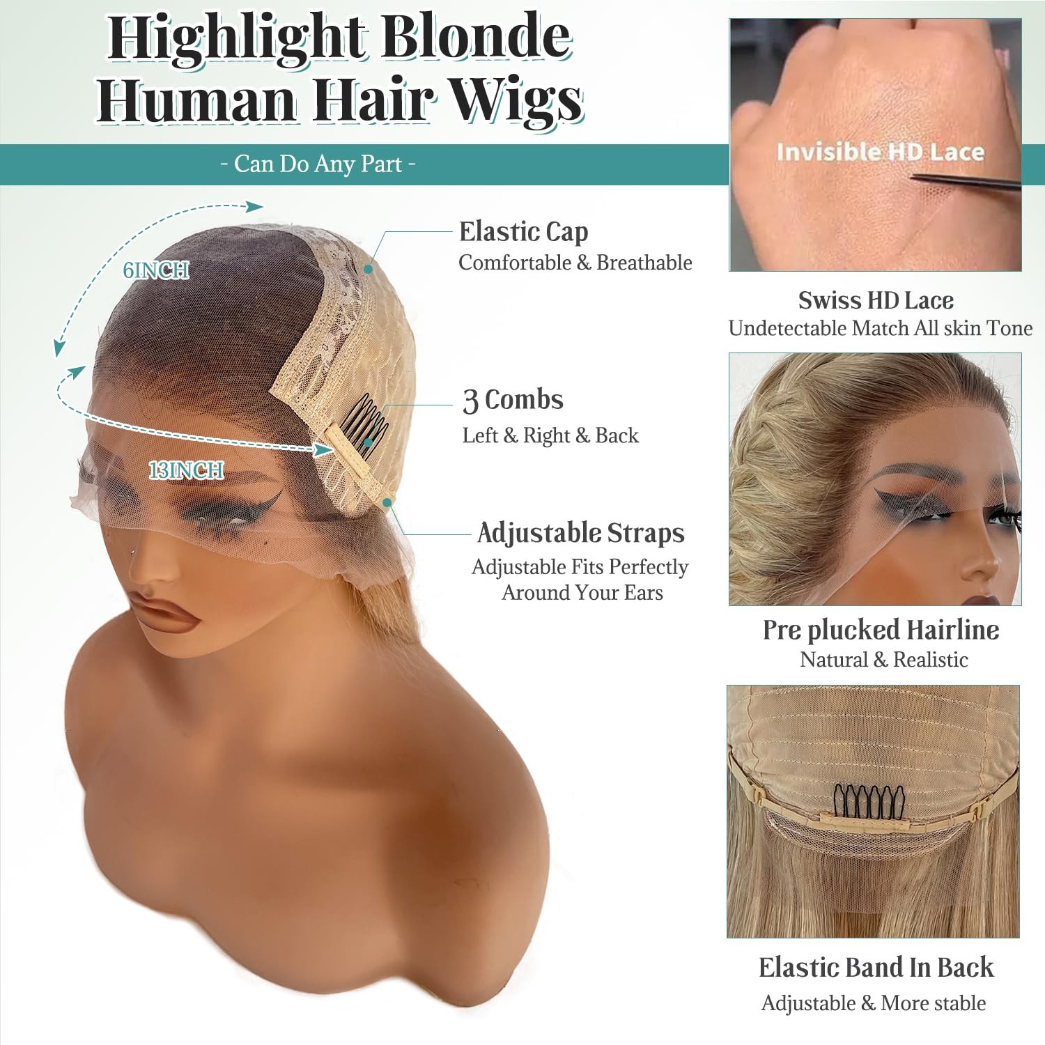 Munx Ombre Highlight Ash Blonde Lace Wigs Pre Plucked Hd Transparent 13X6 Lace