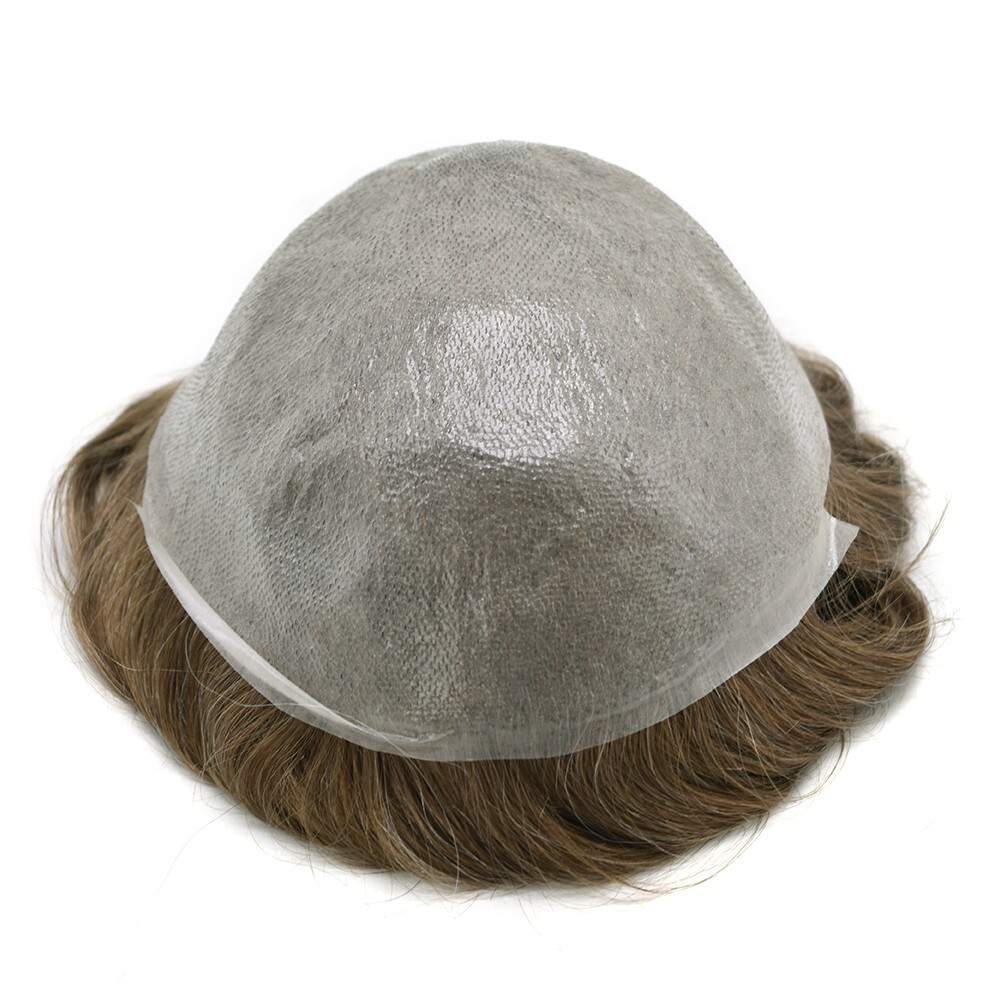 Mens Toupee Ultra Thin Skin Hair Replacement System Invisible V-Loop Hair Piece