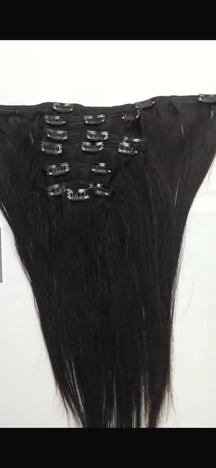 Mary 24” Clip-In Human Hair Extensions 7PCS Full Head Straight Jet Black #1