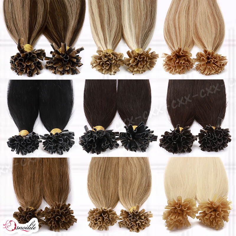 Thick Russian Flat Pre Bonded Real Remy Human Hair Extensions Nail U Tip Keratin