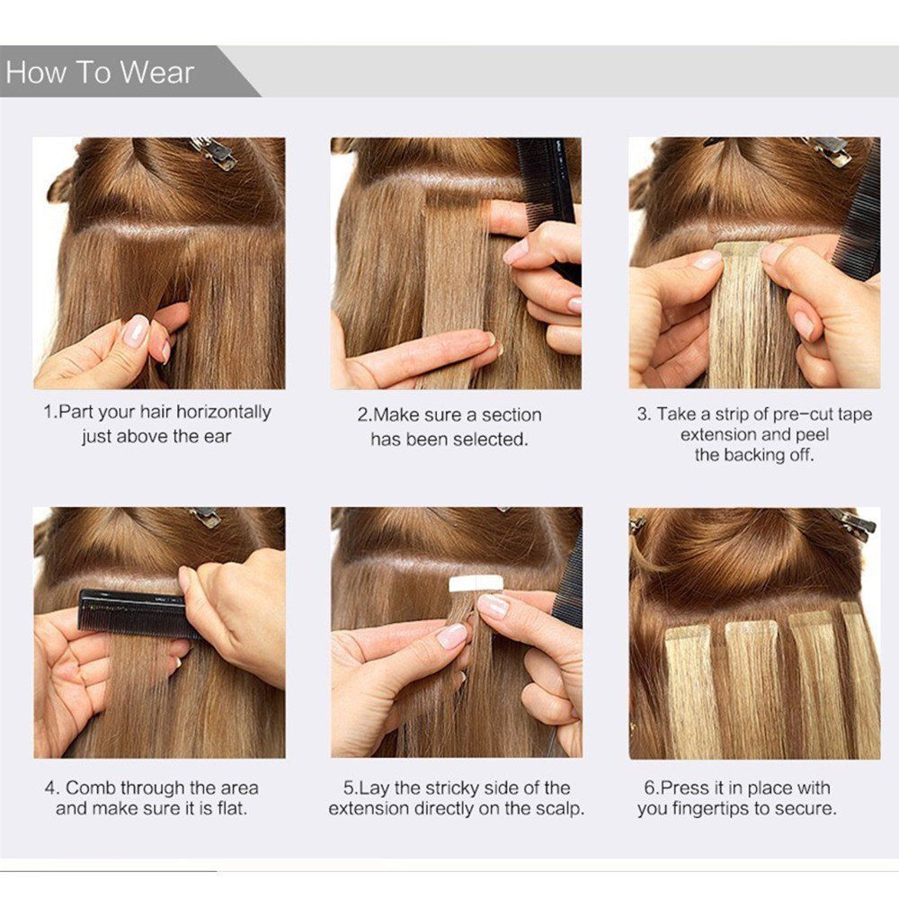 10-80pcs Skin Weft Tape in Double Side Invisible Seamless Human Hair Extensions