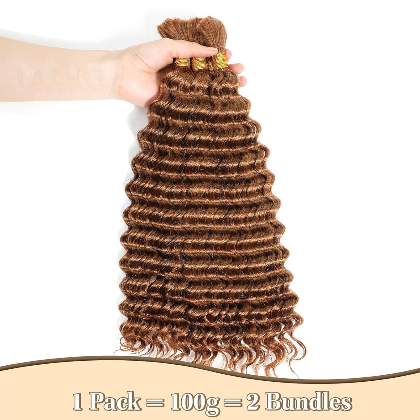 Fabimiya Deep Curly Braiding Human Hair 100G 22 Inch Color 30 Auburn Brown Deep