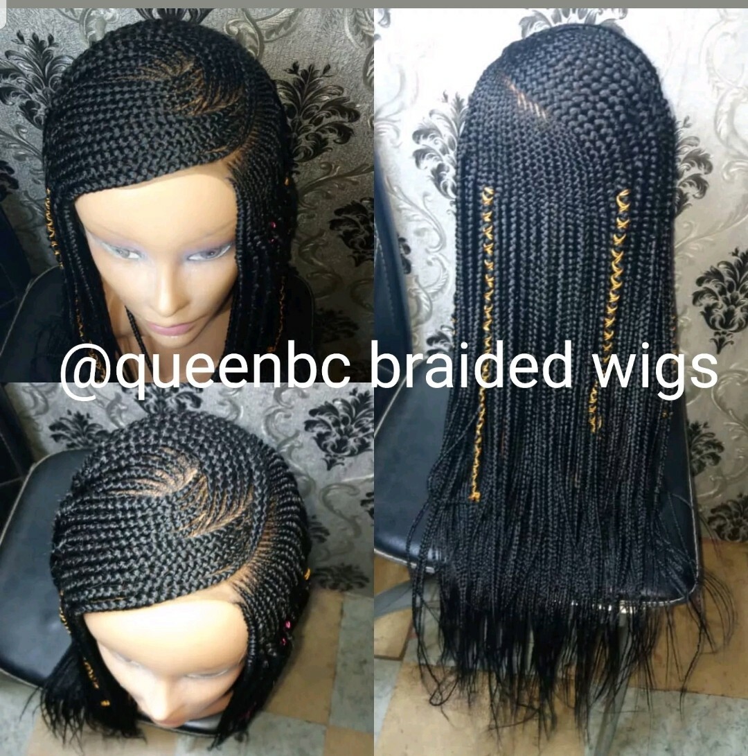 Braided wig:Handmade ponytail Braids Cornrows wigs,PRE-ORDER ONLY.2-3WEEKS.USA