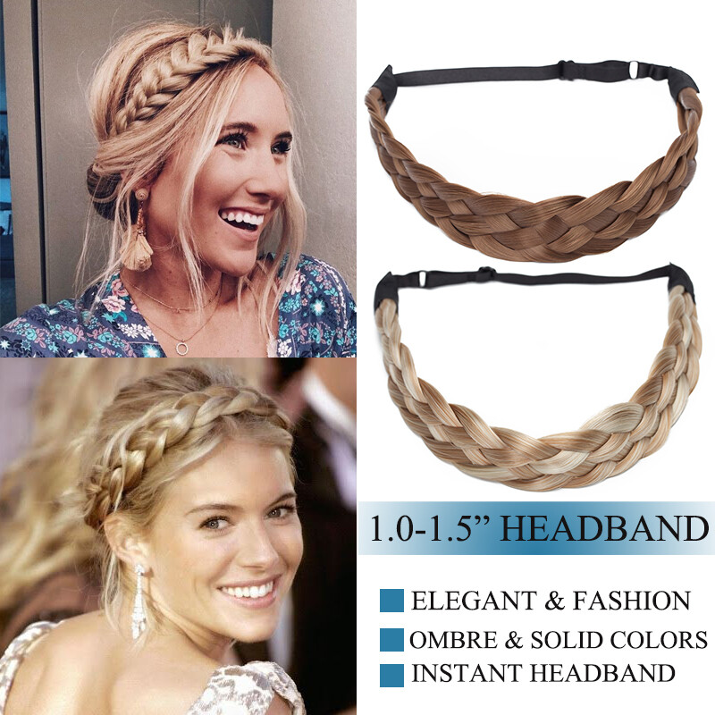 Women Hair Braided Plaited Headband Plait Hairband Hairwear as Human Synthetic