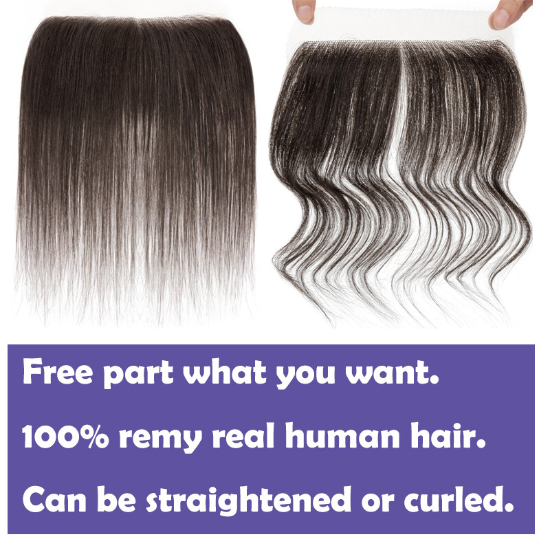 Free Part Women Topper 100 REMY Human Hair Toupee Forehead Hairline Lace Base