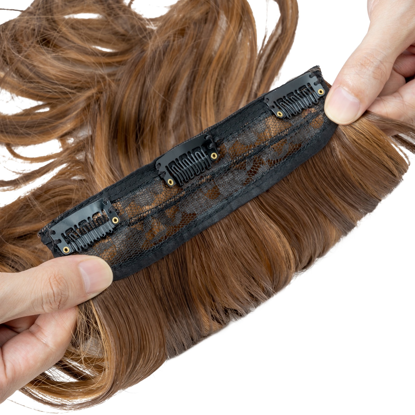 Long Curly Wavy 4PCS Clip in as Human Hair Extensions Natural THICK Balayage USA