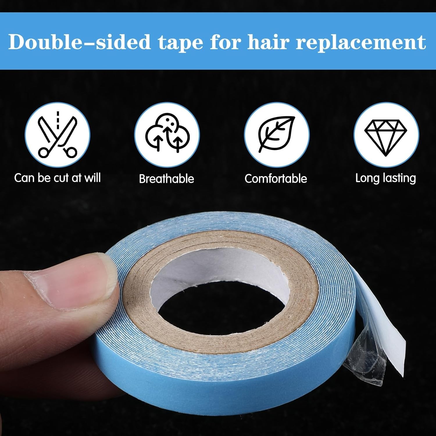 Double-Sided Hair Extension Tape – 2 Rolls, 3 Yards Each, Waterproof & Strong