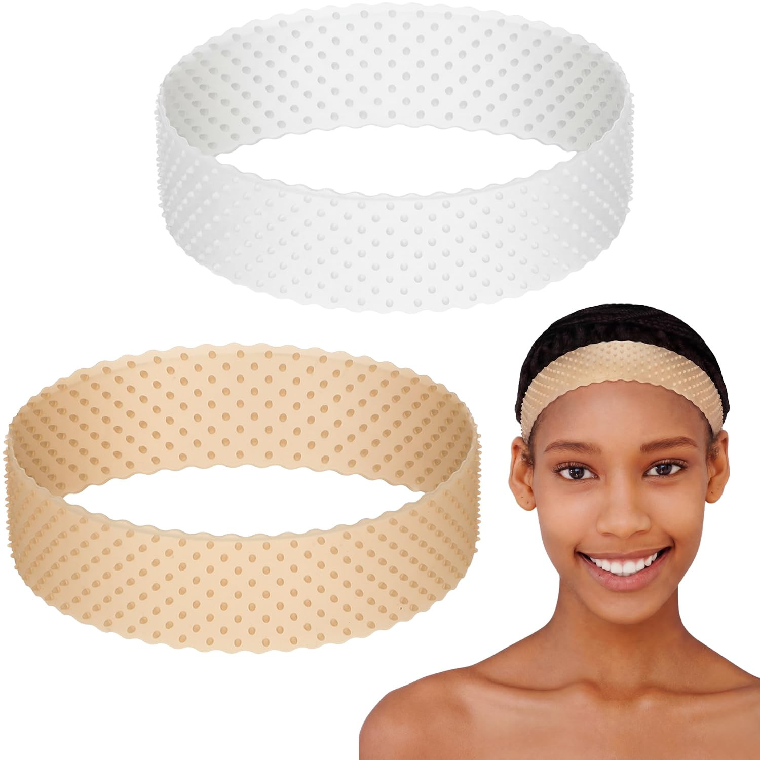 2 Pcs Silicone Wig Grip Band Snatch Proof Wig Band No Slip Silicone Headband Bul