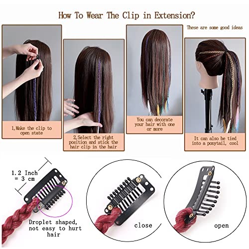 Braid Hair Extensions, 5 PCS Baby Braids Front Side Bangs Clip in Natural Black
