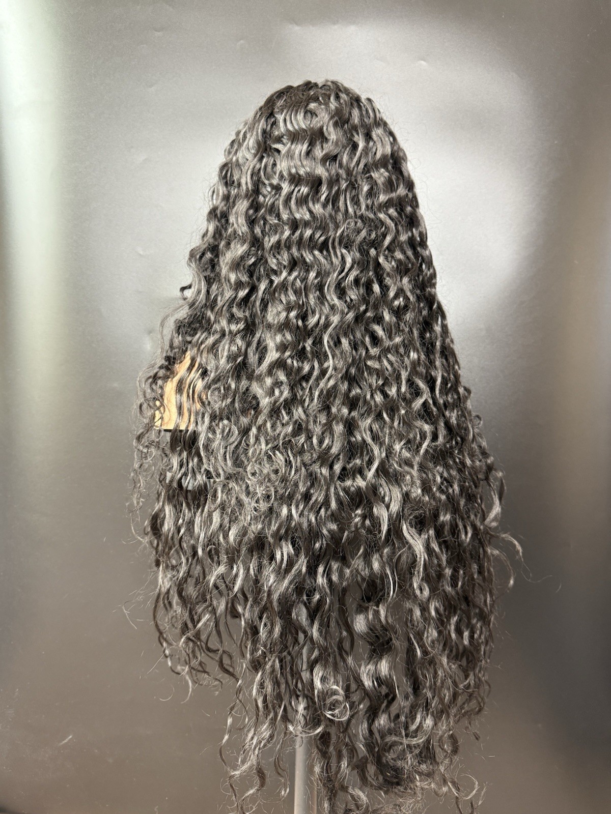 Black Wig Faux Lace 26 Inches Long Middle Part Spiral Curly