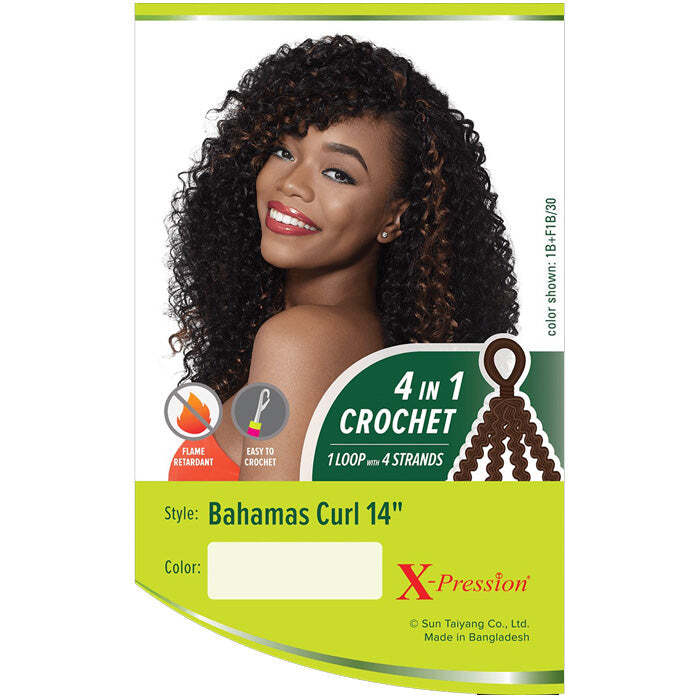 Outre X-Pression 4 In 1 Pre Loop Crochet Braid BAHAMAS CURL 14 Inch