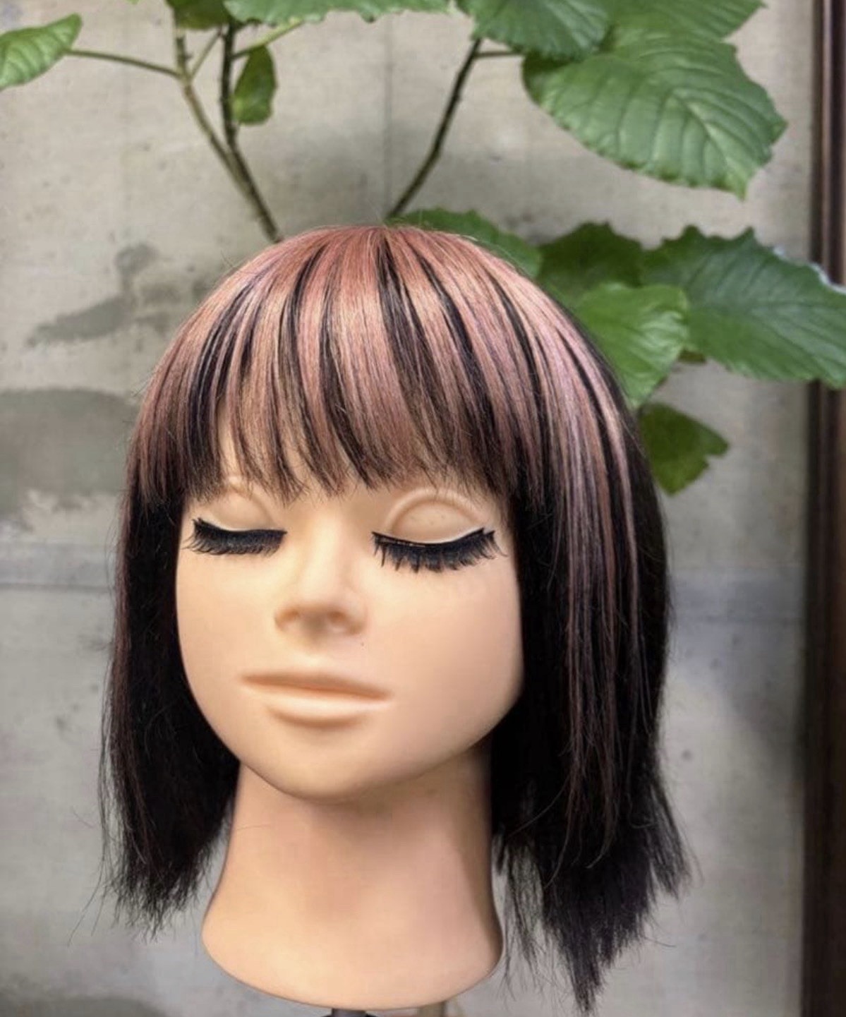 Clip In Bangs Wig Black Pink Highlight Fringe Hairpiece Kawaii Japan Style