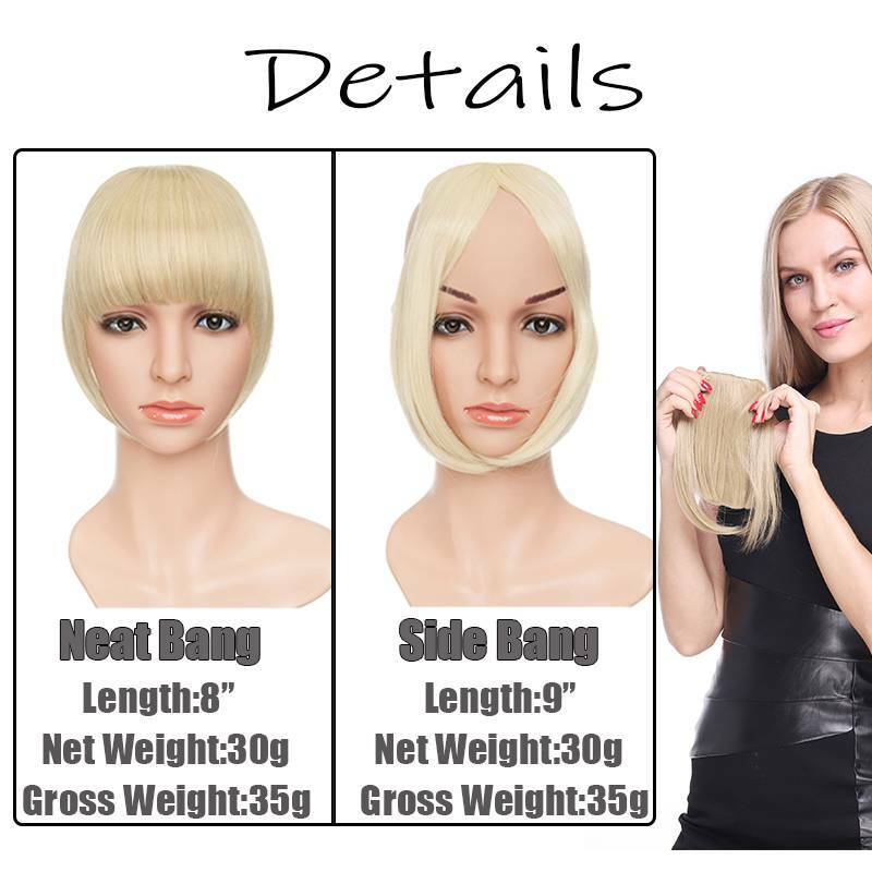 Straight Curly Bangs Clip in Fringe Hairpiece Neat Side Hair Extension as Human
