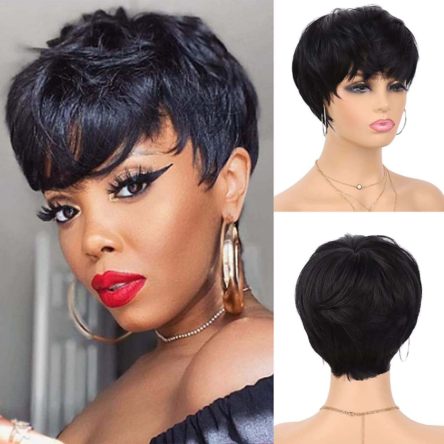 Pixie Human Hair Black Short Cuts Wigs Brazilian Women Hairstyles Natural Wigs