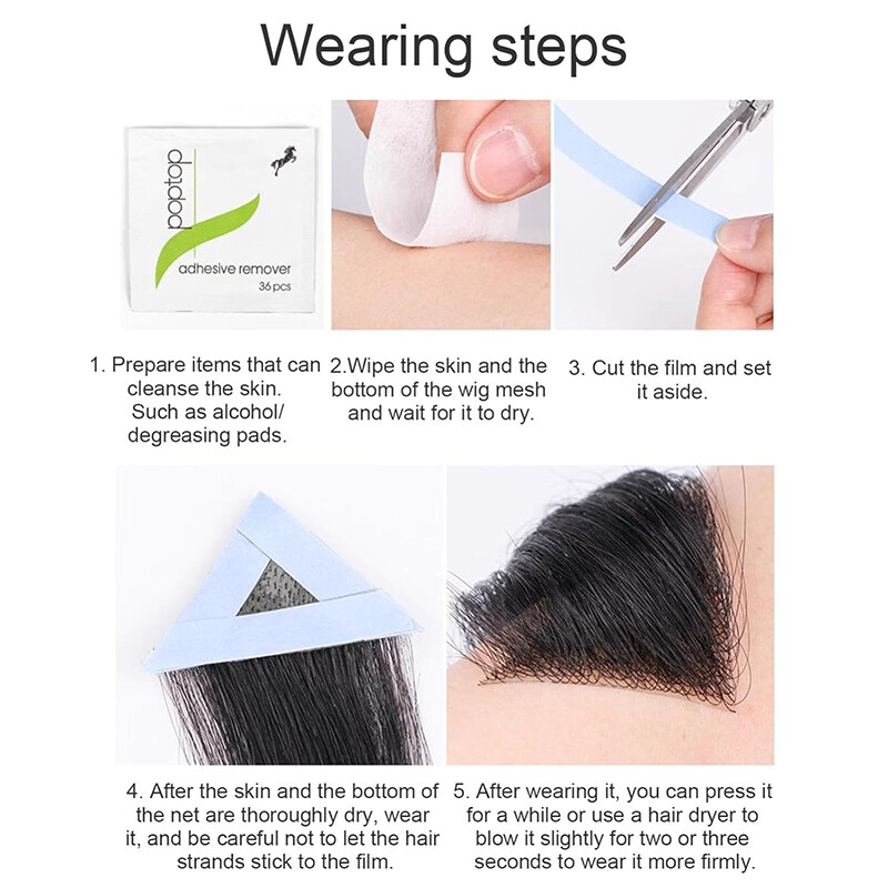 Temple Hair Patches Human Hair Pieces Skin PU Cover-Up Frontal Hairline Toupee