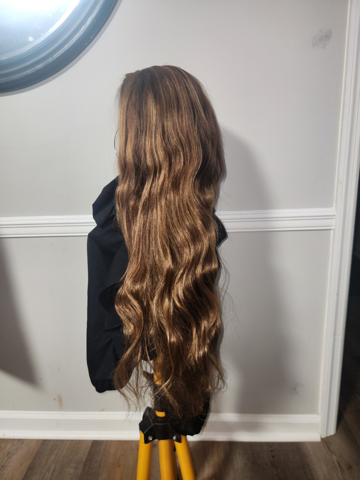 Pre-everything Human BLEND Hair Lace Front Wig 30 in Wavy Free-Part Brown