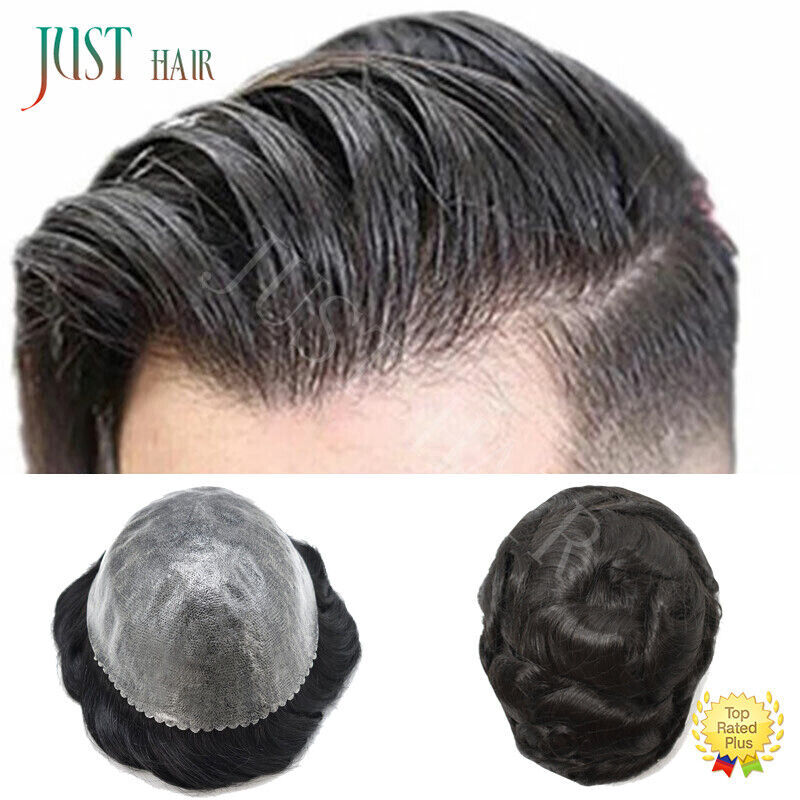 Mens Toupee Hairpieces Poly Skin Pu Black Brown Gray Hair Replacement System US
