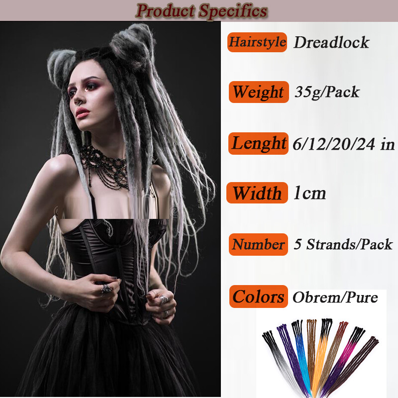 Reggae Single Ended Dreadlocks Extensions Synthetic Dreads Crochet Braid Hair US