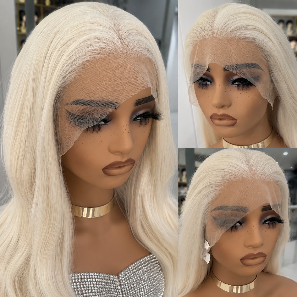Heat Resistant Synthetic Hair Lace Front Wig Bleach blonde Long Wavy
