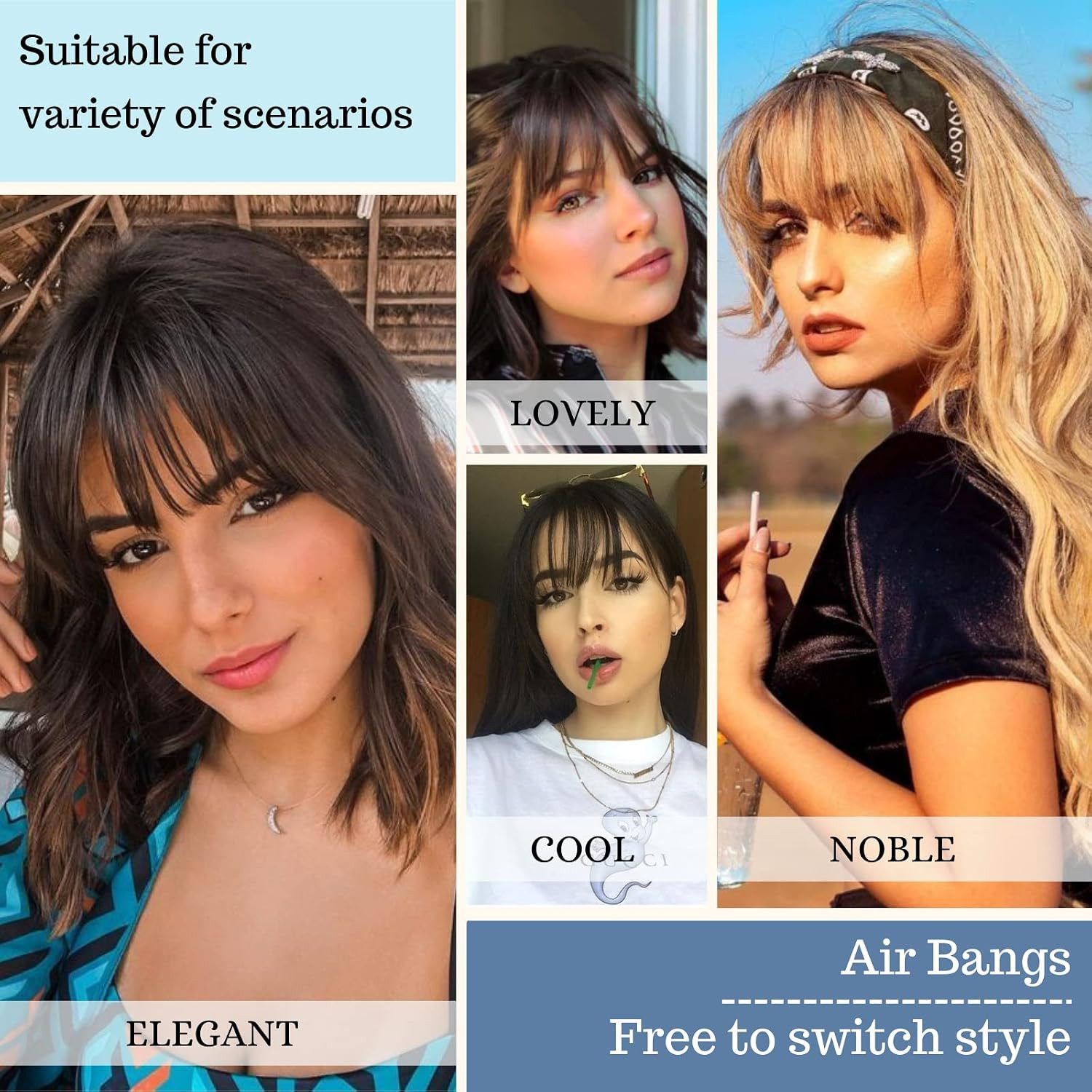 NAYOO Clip in Bangs – 100% Human Hair Wispy Bangs Clip in Hair Extensions, Brown