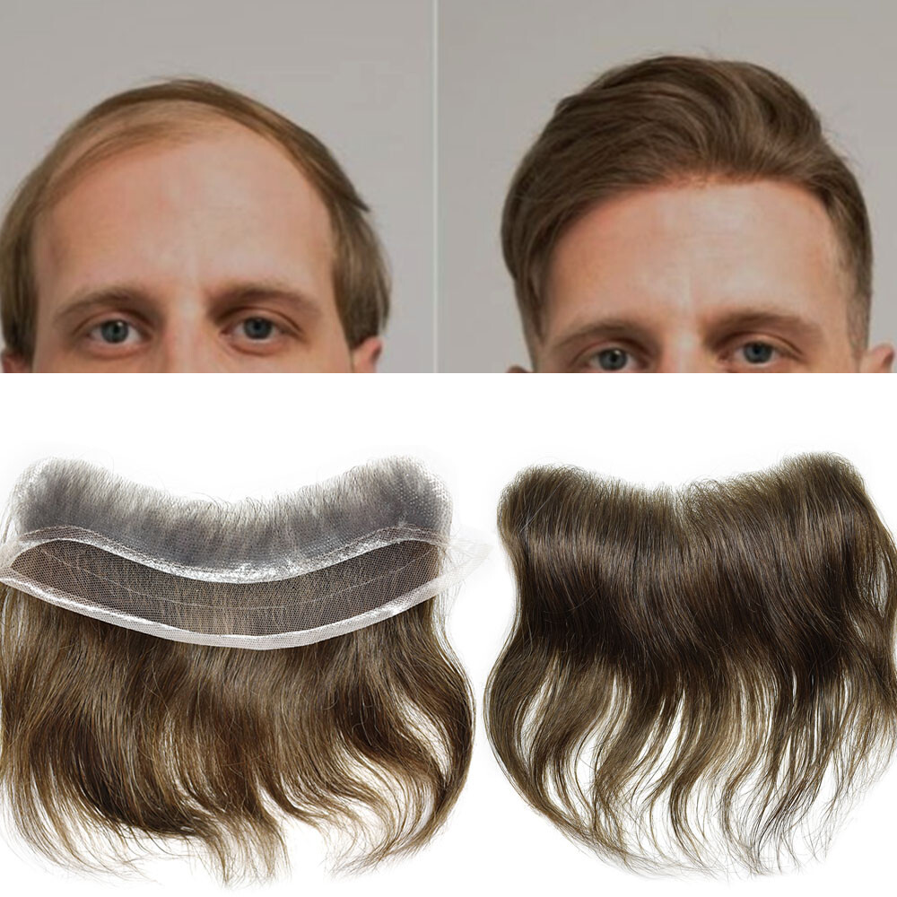 Human Hair Mens Frontal Lace Front Skin Hairpiece for Receding Hairline Natural
